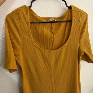 Reformation Golden Ribbed Short Sleeve Top